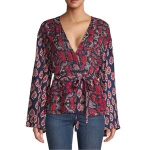 RAGA Floral Long Sleeve Boho Wrap Top